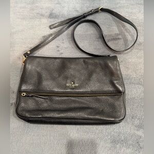 kate spade Black Pebbled Leather Crossbody Bag with Gold Hardware
